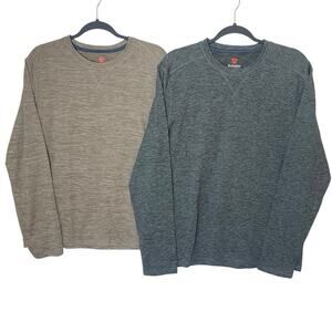 Rugged Elements Sueded Long Sleeve Crew Tee 2-pack Dark Grey & Brown Men’s M